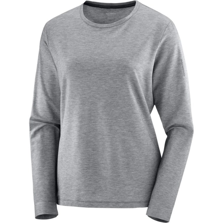 Grey Salomon Essential Tencel Long Sleeve Women's T-Shirts | IE LF8729